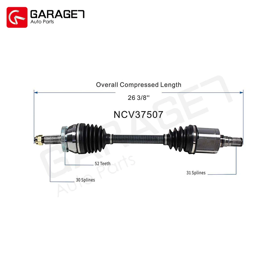 For 2007 2008 2009 2010 2011 2012 Hyundai Veracruz Front Pair CV Axle Assembly - Image 2 of 4