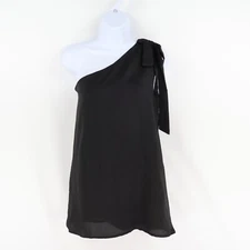 Bar III One Shoulder Blouse Womens Size XXL Black Bow Sleeveless Lightweight NEW