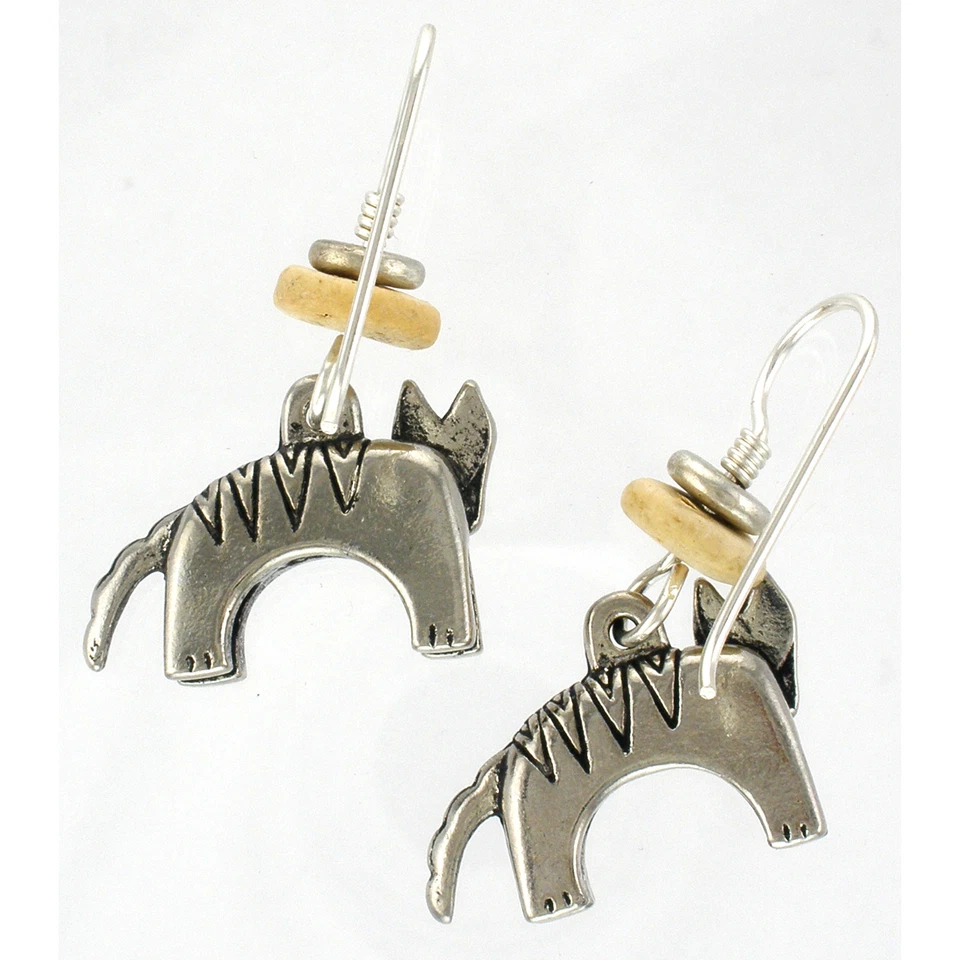 ¡NUEVO! Pendientes retirados Laurel Burch PERRO plata envejecida sobre peltre sin plomo Foto 2 de 2