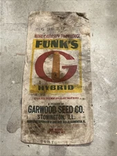 Vintage FUNK’S G HYBRID Corn SACK FUNK BROS Garwood Stonington IL Bushel 3 Star