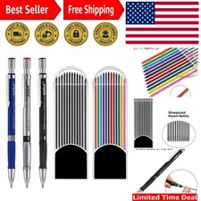Elegant 3-Piece 2.0mm Mechanical Pencil Set - Color Black Refills Included