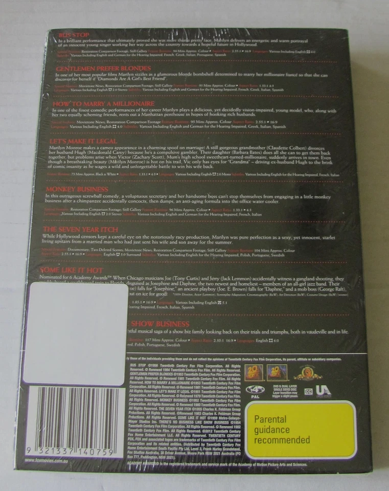 MARILYN MONROE COLLECTION DVD Gentlemen Prefer Blondes The Seven Year Itch NEW - image 2 of 2