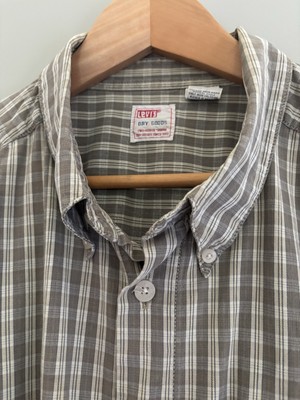 Levi s Freizeit Hemd  Herren XL kariert beige graubraun Baumwolle Kurzarm