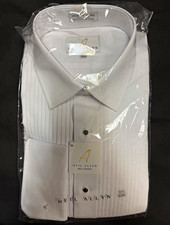 Neil Allyn 17.5 32/33 White Pleated Tuxedo Shirt Regular Collar French Cuff
