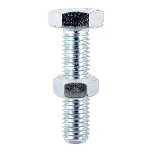 TIMCO Set Screw & Hex Nut - BZP M8 x 50 Silver Pack 40