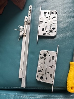 AGB Door Mortise Lock Mechanism Silver Brushed Side Mount with Screws