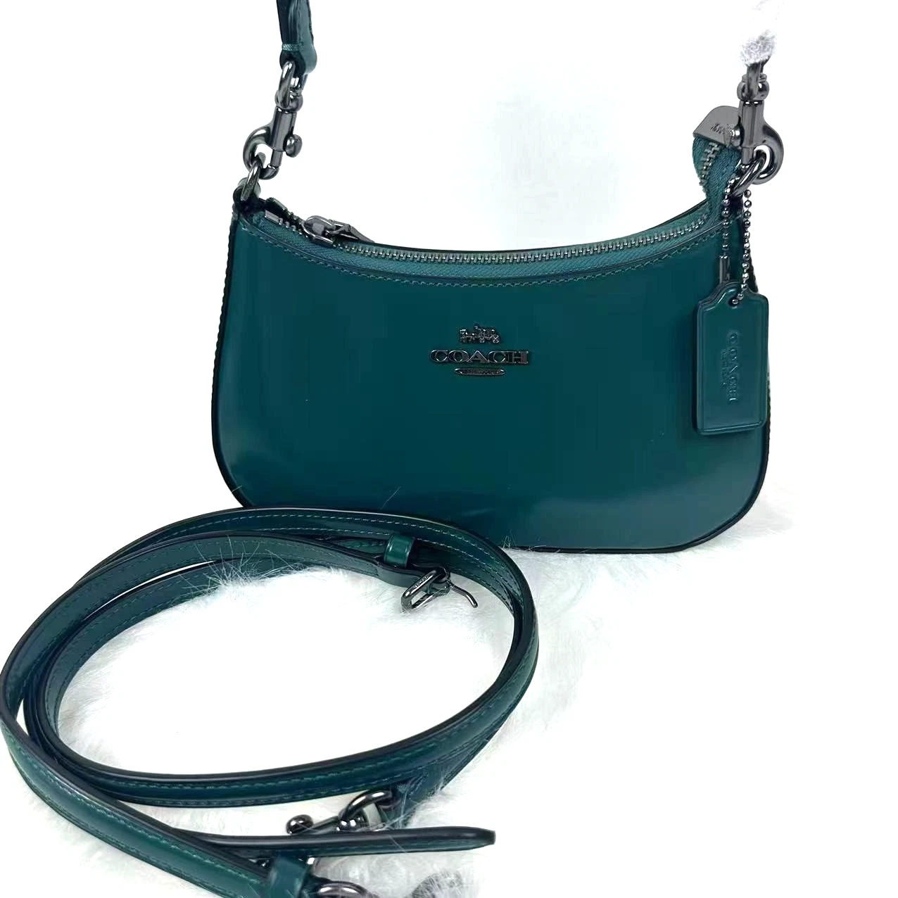 Coach Teri Mini borsa a tracolla tracolla in pelle verde smeraldo CW310 nuova con etichette