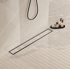 Neodrain 48" Matte Black Linear Shower Drain with 2-in-1 Flat Tile Insert Cove