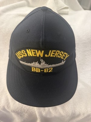 USS NEW JERSEY BB-62 Navy Eagle Crest BLACK CAP Made in USA! BB