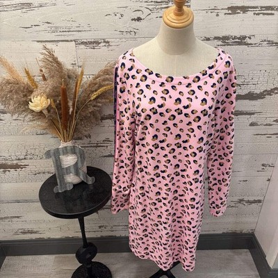 Lilly Pulitzer Long Sleeve Cheetah & Pink Dress Size: XL