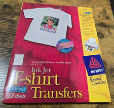 Avery 3275 Iron On Ink Jet T Shirt Transfers 12 Sheets 8.5" x 11" Value Pack