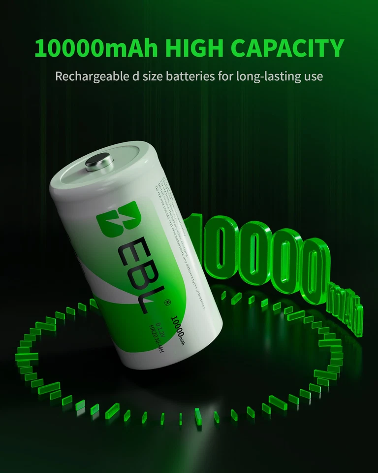 Lot C ,D Cell Rechargeable Batteries 5/10AH ,Option NI-MH/AA AAA 9V C D  Charger - Image 2 of 4