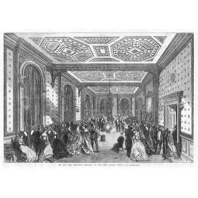 LONDON Mr & Mrs Disraeli's Assembly at the Foreign Office - Antique Print 1868