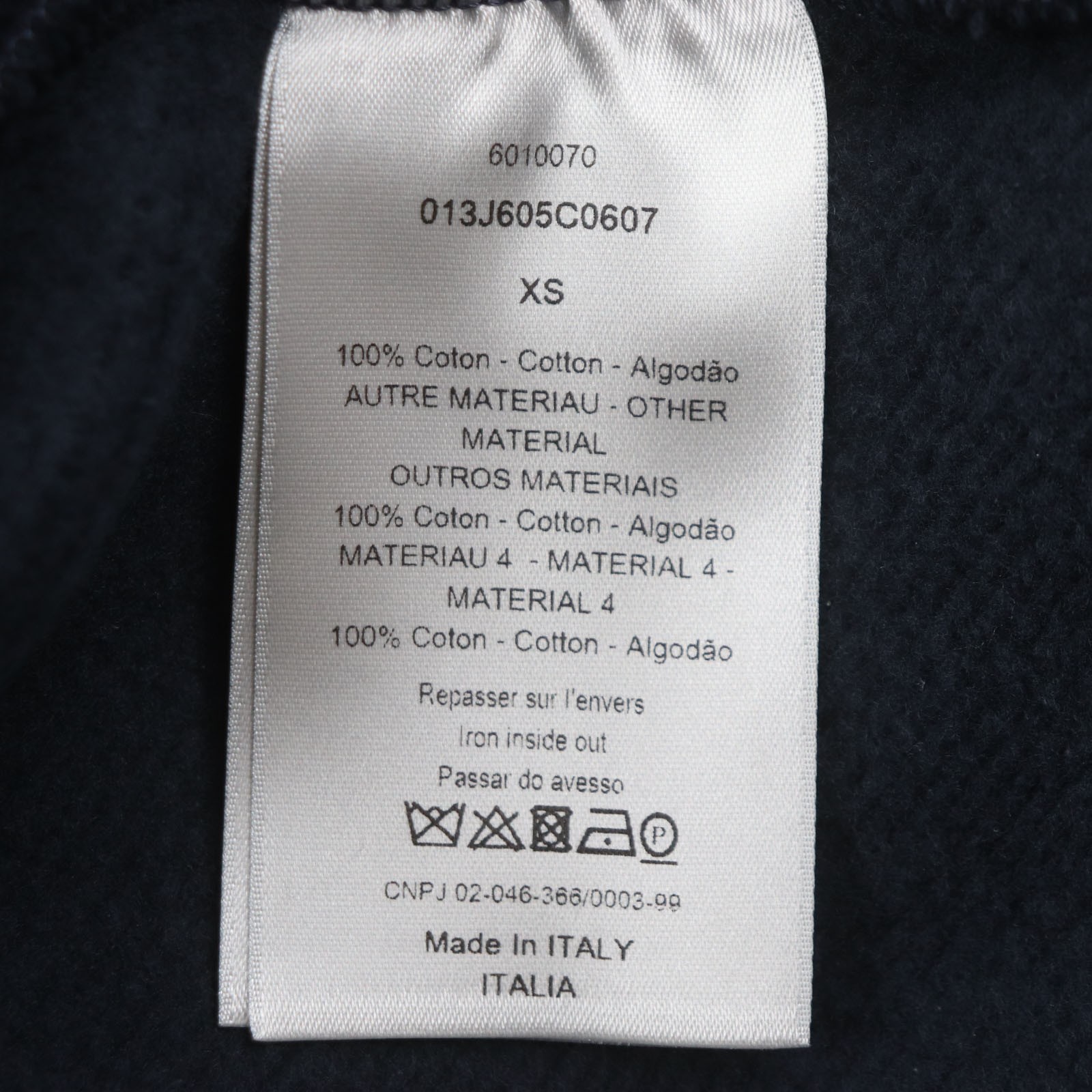 Christian Dior Men's Hoodie Cotton Oblique Pile Fabric Fleece Lining Navy XS thumbnail 7