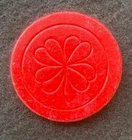 Red Antique Clover Poker Chip Vintage Rare Old Gambling Four Leaf 4 Lucky
