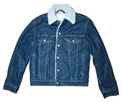 Levi's Original SHERPA LINED dark wash denim TRUCKER Jacket | Small