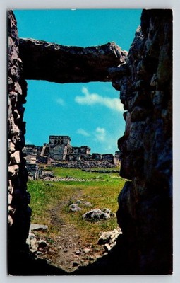 1974 Posted Postcard Tulum Mayan Ruins Mexico Entrance Wall View Vintage