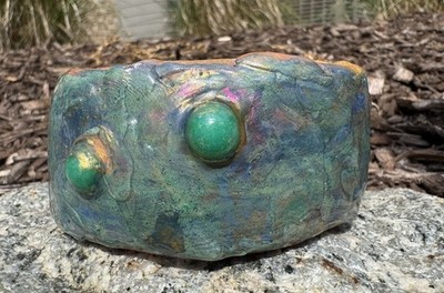 Artisan Craft Resin Painted Cuff Bracelet Jason Steig Size 6 1/4 Aventurine 92g