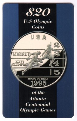 $20. Running US Olympic Coin (Atlanta) 1995 Games, Telecoin Card USED Phone Card