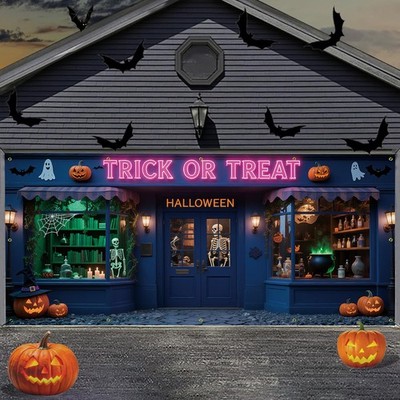7 x 16 ft Halloween Garage Door Cover, 7 x 16 ft, Trick or Treat