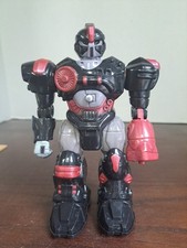 HAP-P-KID Black And Red Toy Robot Action Figure Walks Eyes Light Up 7 ...