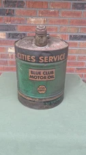 Vintage Cities Service Blue Club 5 Gallon Motor Oil Can-great condition-empty