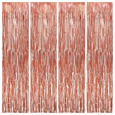 KatchOn, Rose Gold Fringe Curtain - Pack of 4 | Rose Gold Backdrop for Bachel