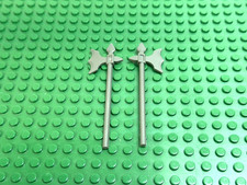 2x LEGO Old Dark Gray Axe Halberd Elaborate Weapon Minifigure Castle Ninja 6123