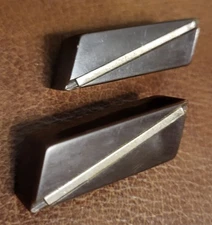 Two 1  1/2" Dark Brown, Metal Trimmed Toggle Buttons