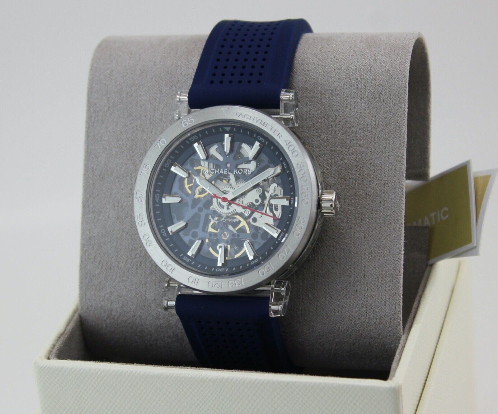 NEW AUTHENTIC MICHAEL KORS GREER SKELETON AUTOMATIC BLUE SILVER MEN MK9040  WATCH 796483444317 | eBay