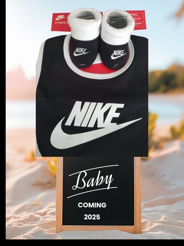 Nike Bib & Booties Gift Set, Size 0-6 Months, Baby Shower Gift, Boys Girls, NEW - Picture 4 of 4