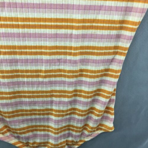 New Rue21 Short Sleeve Orange Striped One Piece Bodysuit Size XS Women Summer - Picture 4 of 12
