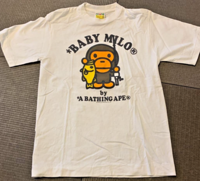 A BATHING APE T-shirt Size S White Fishing printed BABY MILO Size