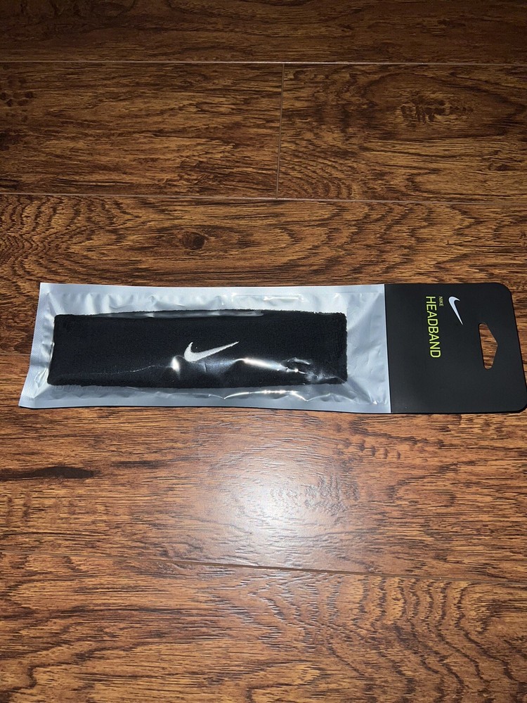 Nike Black Swoosh Sweatband Headband for Workouts and Sports