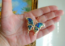 Runway Couture Pierced Large Mother of Pearls Dangle Butterfly Earrings Stud