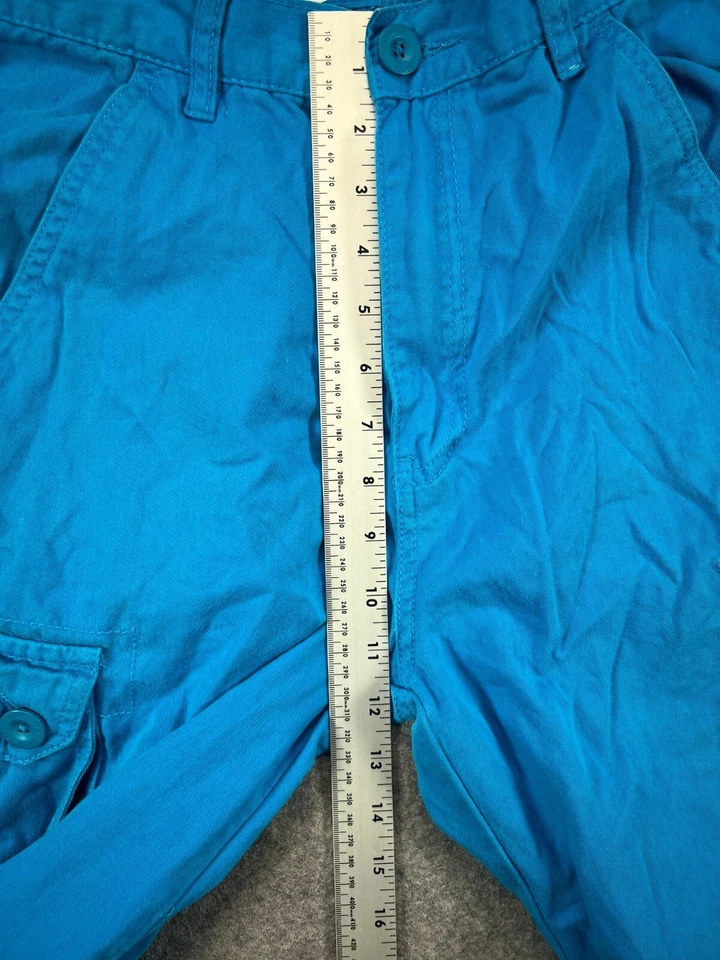 Shorts cargo Akademiks XCIX meninos jovens 18 bolsos utilitários logotipo azul 13" hip hop - Imagem 3 de 4