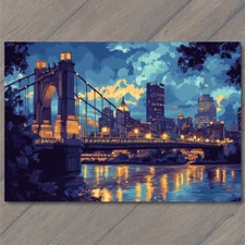 Art Print  Scenic Pittsburgh Bridges and Skyline in Lively Artistic City Rivers