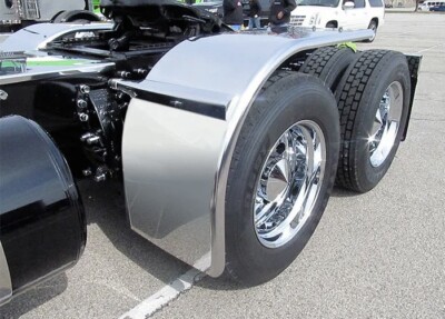 80  Stainless Steel Smooth Half Fenders W/ Brackets Fits Peterbilt FL KW Pair