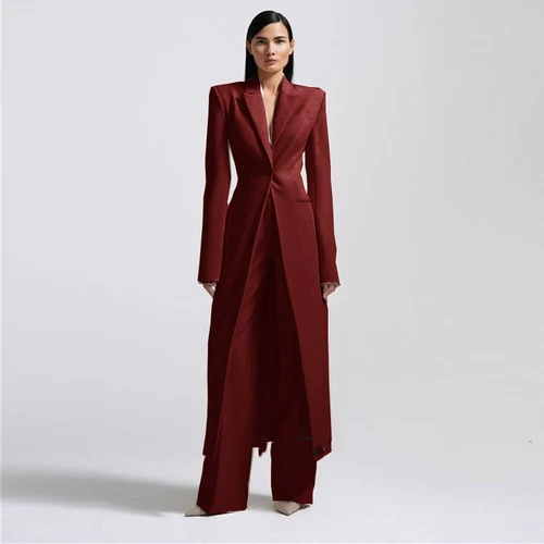 Women Long Jackets Suits Ladies Modern Fashion Prom Evening Party 2Pcs Outfits - Picture 8 of 19