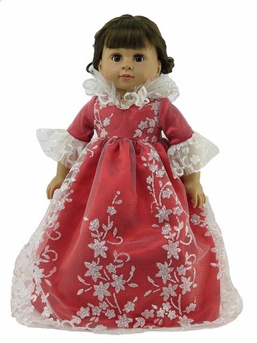 Doll Clothes 18" Dress Royal Red Holiday Gown Fits 18" American Girl Dolls - Picture 2 of 4