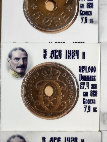 Denmark 1 2 5 øre, 1926-1940 - Bronze - Set of 3 coins - 第 3/9 張圖片