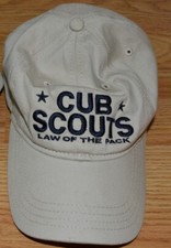 CUB SCOUTS "LAW OF THE PACK" BEIGE BASEBALL CAP YOUTH GUC