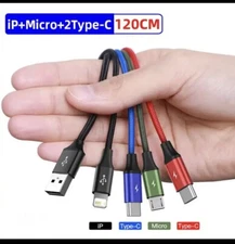 Baseus 4 in 1 New USB Charging Cable Fast Charger Cord For iPhone/Type C/Micro.