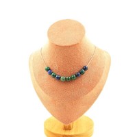 Steine Und MinéRaux. Halskette 10 Perlen Azurit Chrysocolla 8 Mm. Kette IN