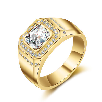 YA−MAN IS-101N GOLD 14K Virgen Maria Square Cz Men's Ring Yellow Gold – Alex