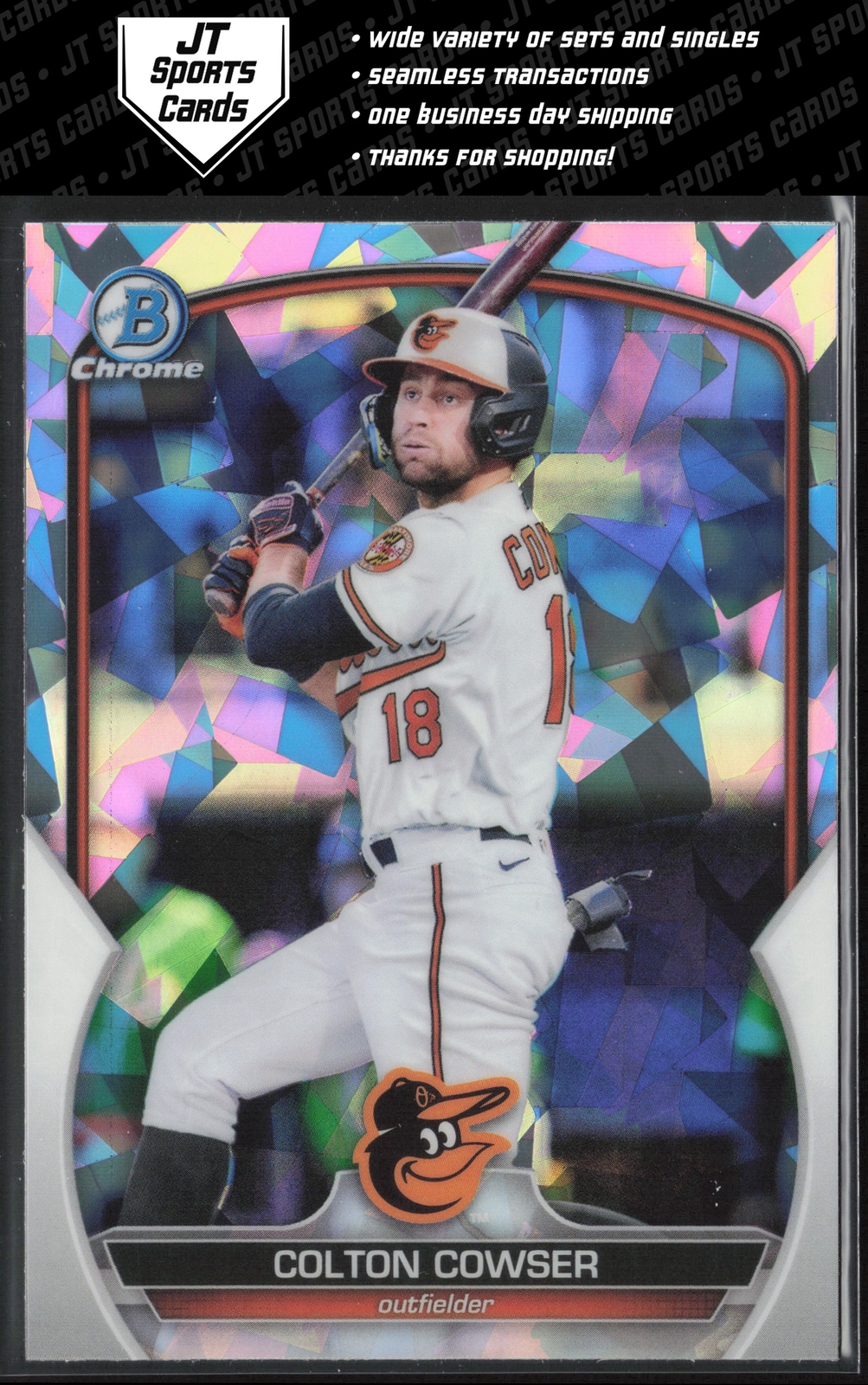 2023 Bowman Colton Cowser BCP-144 Atomic Refractor | Baltimore Orioles