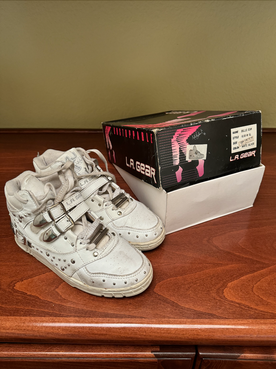 レーシングスクール★ユニオンジャック★ロンドンバス★木製 VINTAGE 90s LA Gear White Michael Jackson BILLIE JEAN Sneakers