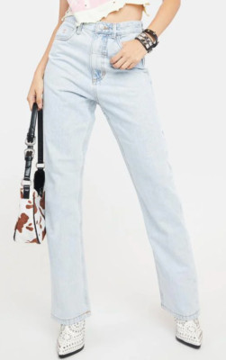 NEW THRILLS LIGHT BLUE FADE PULP STRAIGHT LEG JEANS FREE PEOPLE SZ 4