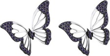Butterfly Stud Earrings Simulated Birthstone For Women White 925 Sterling Silver