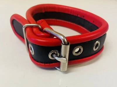 LONDON KNIGHTHOOD Genuine Real Leather Red Buckle Bicep Arm Band Fetish Club